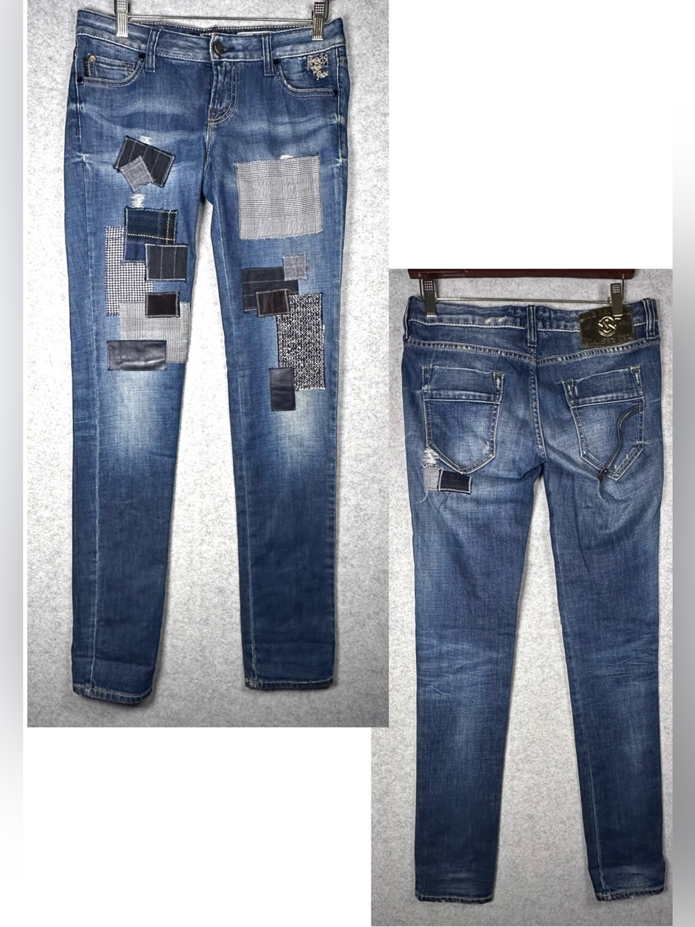 RA-ER Flash & Partners Spa Women’s Litz Stretch Italian Vintage Patchwork Jeans